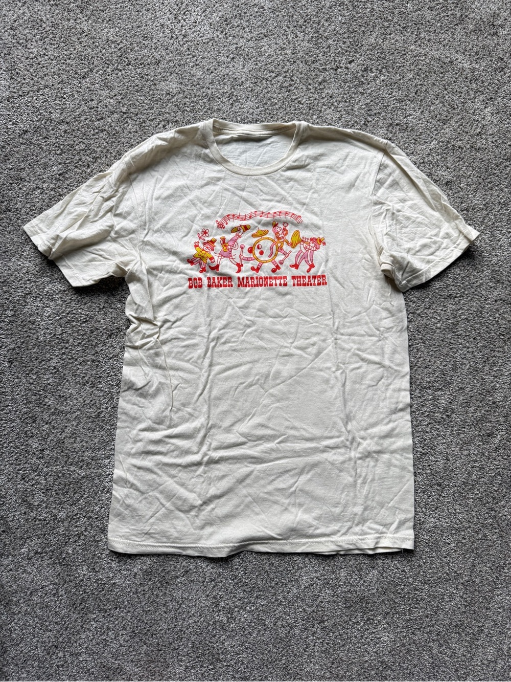 Bob Baker Marionette Theater Graphic Tee - Cream with Red & Yellow Print